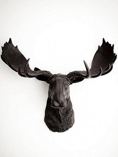 White Faux Taxidermy The Leonard Moose Head Sculpture, Black by White Faux Taxidermy