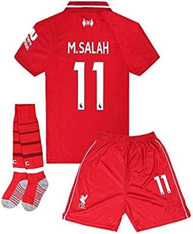 Offshore fireworks 2018/2019 Liverpool Home #11 Salah Football Kids/Youth Soccer Jersey Shorts Socks Set