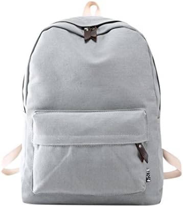 Women Girls Canvas Preppy Shoulder Bookbags School Travel Backpack Bag Japanese And Korean Style Bags Kawaii Canvas School Backpack (Gray)