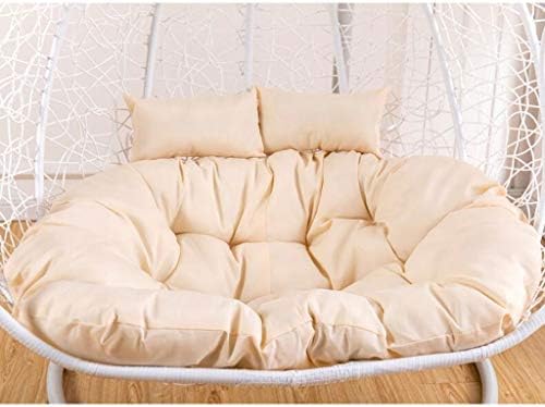 Egg Nest Shaped Cushions, Basket Cushion Wicker Rattan Swing Pads Hanging Hammock 2 Persons Seater Zipper Washable No Chairs 130x95 cm Fits Standard 51 Inch Chair (Color : White)
