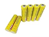 ON THE WAY®6X BRC 18650 Battery 5000mAh1 3.7V Li-ion Rechargeable Button Top Battery Yellow Low Discharge Rate No Memory Effect Battery for Flashlights