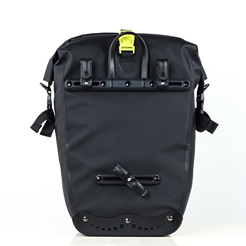 CamGo 25L Bike Panniers Bag Waterproof Bike Saddle Bag Extensible Bicycle Rear Seat Bag Shoulder Bag with Rain Cover for Riding Cycling (Black&Green)