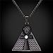 U7 Men's Pyramid Ankh Cross Pendant Vintage Black Gun Plated Rhinestone Inlaid Egyptian Jewelry
