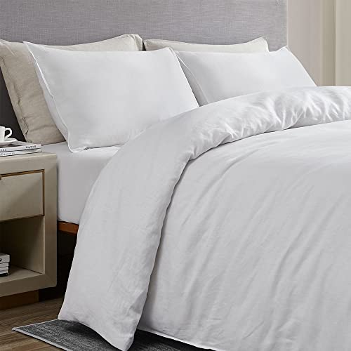 DAPU 100 Linen Duvet Cover Set Pure Natural French Flax Linen with 8 Corner Ties and Zipper