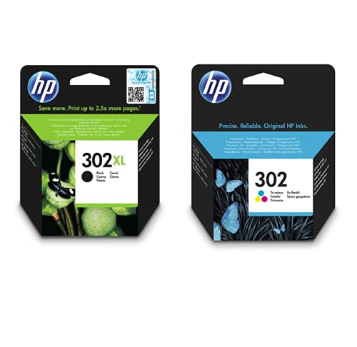 HP 302XL High Capacity Black (F6U68A) & 302 Standard Capacity Colour (F6U65A) Ink Cartridge Multipack