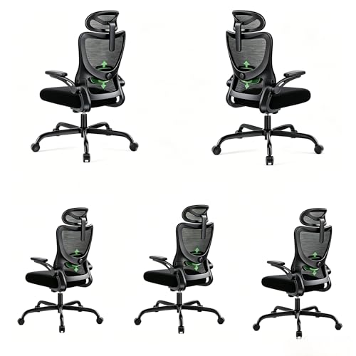 Marsail Bürostuhl Ergonomisch Schreibtischstuhl: Ergonomischer Bürostuhl mit 2D-Kopfstütze, 2D-Lendenwirbelstütze, klappbaren 3D-Armlehnen, 8 cm Sitzk