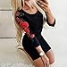 Womens Long Sleeve Solid Mini Dress, Ladies Floral Embroidery Boho Stretch Bodycon Beach Short Dressesthumb 3