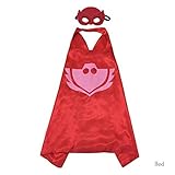 Bearfire New Superhero PJ Masks Cape/Mask Set Gekko Owlette Catboy Kids Costume Party (Red)