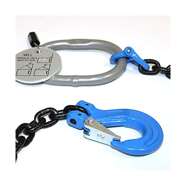 ELLERchain G100 1-strang Anschlagkette 10mm / 1m - Ultra-starke Kette mit AufhÃ¤ngering, Verbindungsglied, Gabelkopfhaken und VerkÃ¼rzungshaken - GÃ¼teklasse 10, nach EN 812-2 – Bild 3