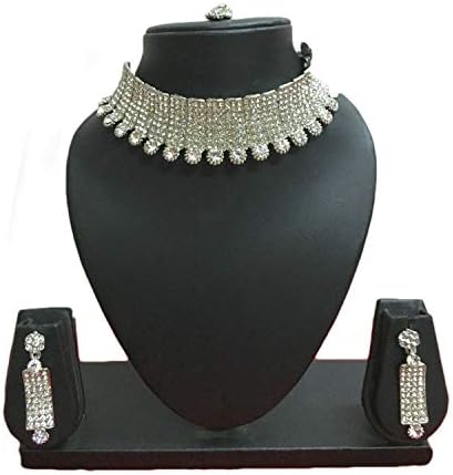 CROWN JEWEL Indian Designer Bollywood Gold Plated Fashion Bridal Jewelry Necklace Earring Set for Women