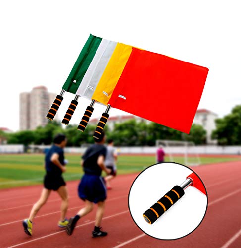 US-CZ-XING Referees Small Signal Flag - 4 Pieces of Football Hand Flags Rugby Linesman Assistant Equipments Signal Flag (Red) - Thumbnail 2