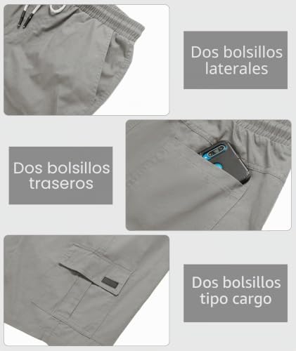 JACKETOWN Men's Cotton Cargo Shorts - Summer Casual Bermuda Shorts With Elastic Waist