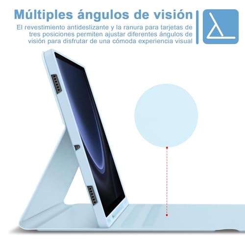 Bettdow Case with Keyboard for Samsung Galaxy Tab S10 Lite/S10 FE 10.9 Inch 2025, Detachable Spanish Ñ Keyboard with Case for Galaxy Tab S10 FE/Tab S9 FE 10.9 Inch/Tab S9 11 Inch, Blue