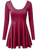 NINEXIS Women's Round Neck Long Sleeve A-Line Flared Dress