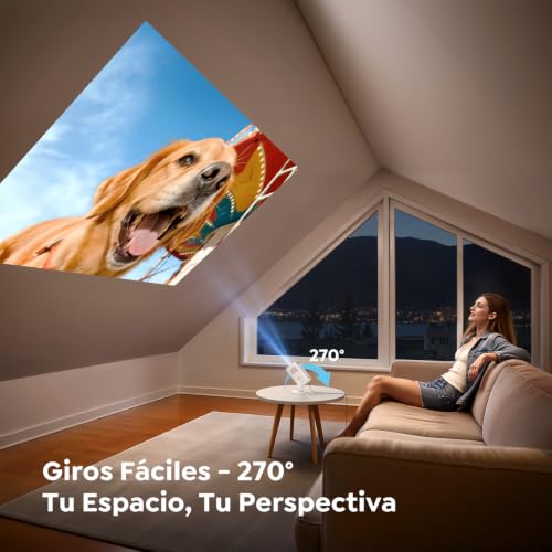 Proyector Portátil【Android 14.0 & App Integrada】 Proyector 4K/1080P Soporte Tiro Corto, Auto Keystone, WiFi 6 Bluetooth 5.4, TOPTRO MiniProyector Rotación 270° con Soporte Incluido para Cine en Casa