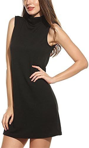 XiKle Women’s Mock Tunic Turtleneck Sleeveless Top Sexy Party Mini Dress