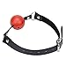 Leather Open Mouth Collar Open Breathable Leather Paly Ball for Women Men,Adjustable Strap,Free Bag (Red)
