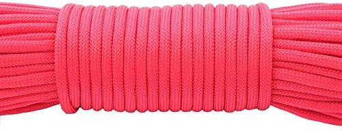 HYZKJ Paracord 4mm 100ft 550 Paracord Parachute Cord Lanyard Rope for Hiking Camping,21 red,50feet