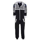 Haseil Men's Onesie Pajamas Non Footed With Hood Front Zipper One Piece Jumpsuit