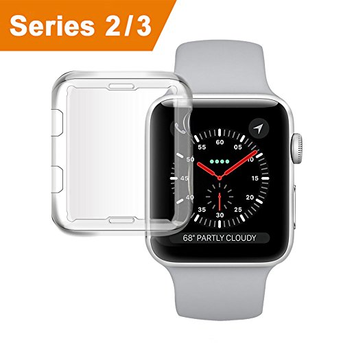 COOL SKY for Apple Watch Case 38mm, Ultra-Thin Soft TPU Full Coverage Screen Protector iWatch HD Clear Case for Apple Watch Series 3, Series 2(Clear 38mm)