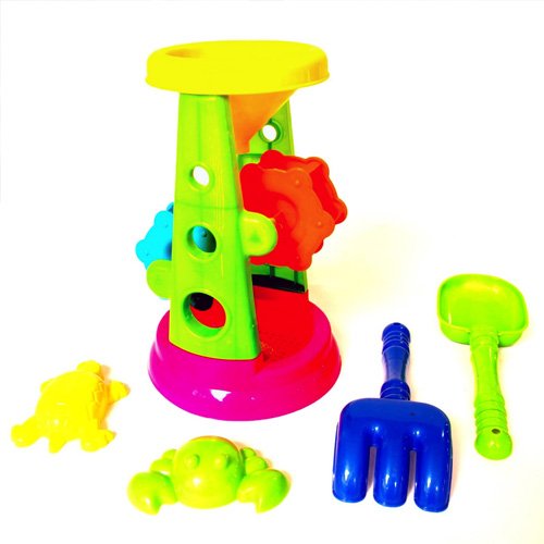 image for dazzling toys Beach / Sand Toy Set - Double Sand Wheel, Shovel, Rake, 