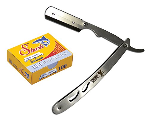 UPC 740016075318, Classic Samurai CS-102 Stainless Steel Professional Barber Straight Edge Razor with 100 Count Shark Single Edge Razor Blades