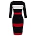 WOOSEA Women's Sleeveless Voguish Colorblock Stripe Cocktail Party Pencil Dress