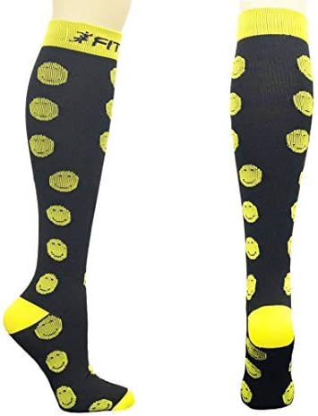 FITDIO 20-30mmHG Premium Grade "Smiley Faces" Compression Recovery Socks (L/XL)