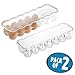 mDesign Stackable Plastic Covered Egg Tray Holder, Storage Container and Organizer for Refrigerator, Carrier Bin with Lid and Handle - Each Holds 14 Eggs - Pack of 2, Clear