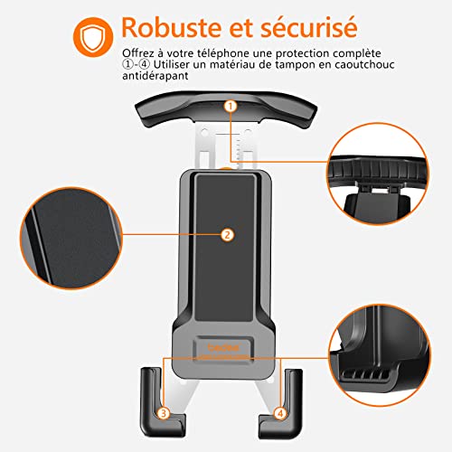 Support Telephone Moto, bedee Support Telephone Velo, Support Telephone Universel Rotatif à 360°, Protection Complète Antichoc, pour iPhone Samaung Smartphone GPS Tous Les Appareils de 4,7 à 7 Pouces