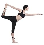 Queenie Ke Women's Yoga Pant Legging Capris String-End Workout Dance Pants Size M Color Black Pro