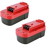 Biswaye 2 Pack 18V 3000mAh NI-CD Battery for Black & Decker HPB18-OPE 18-Volt Slide Pack Battery and 18-Volt Outdoor Cordless Power Tools