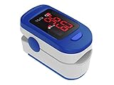 Acc U Rate 400B Fingertip Pulse Oximeter Blood Oxygen Saturation Monitor with silicon cover, batteries and lanyard (Blue)