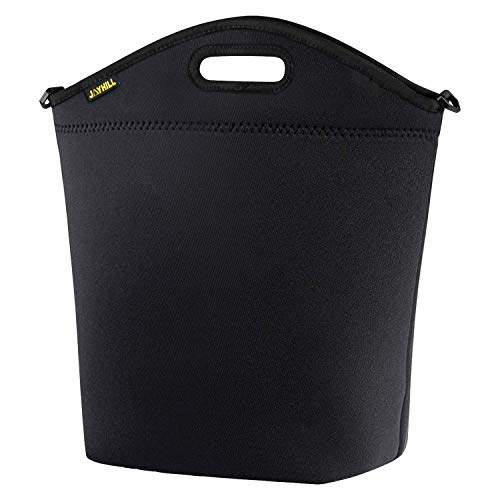 Large Neoprene Lunch Bag for Women Adults, 14" x 14" x 5.5" Insulated Big Lunch Tote Box Reusable Lunch bag for Work Office Outdoors Travel (Black) - Thumbnail 7
