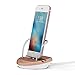 Office Base Compatible for i-Phone Charger Dock Desktop Charging Stand Station (Supports Cases 0-2mm) (White & Rose Gold)