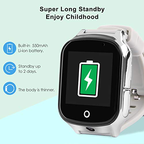 Autopmall GPS Watch Kids GPS Tracker Watch Waterproof IP65 SOS Call Function GPS WiFi LBS Real Time Tracking Health Steps Activity Tracking Boys Girls Gift