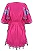 Peach Couture Summer Womens Boho Cotton Floral Embroidered Cover-up Beachwear Kaftan Tunic Fuchsia Blue