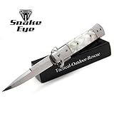 Snake Eye Tactical Assisted Open Folding Drop Point Blade Pocket Knife Self Defense Everyday Carry (White Pearl)