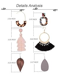 REVOLIA 6 Pairs Tassel Earrings for Women Girls Dangle Earrings Statement Leather Teardrop Drop Earring Acrylic Earrings Set