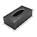 SMONET Tissue Box Cover Rectangular Pu Leather Napkin Holder Pumping Paper Case Dispenser for Home Office Car Automotive Decoration Tissue Cover Holder (Black)