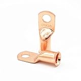 RIOCAN 10pcs Purple Copper Terminal Lugs 2/0 AWG  Battery Cable Tubular Lug Ring Terminal Connectors (2/0 AWG - 3/8'' Ring)