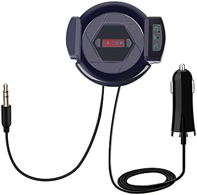 SER FLYMON Car Bluetooth FM Transmitter,Radio Adapter and Phone Holder,Music Control and Hands-Free Calling Car Kit with USB Charger,3.5mm AUX Input for Iphone,Android and MP3