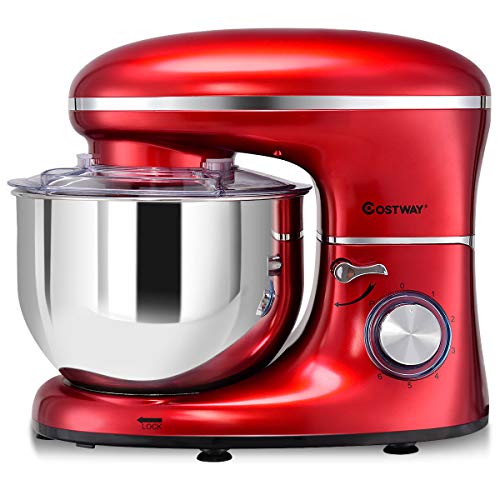 COSTWAY Stand Mixer, 6.3-Qt 660W 6-Speed Electric Mixer with Stainless Steel Bowl, Tilt-Head Food Mixer with Dough Hook, Beater, Whisk (Red) COSTWAY Stand Mixer, 6.3-Qt 660W 6-Speed Electric Mixer with Stainless Steel Bowl, Tilt-Head Food Mixer with Dough Hook, Beater, Whisk (Red)