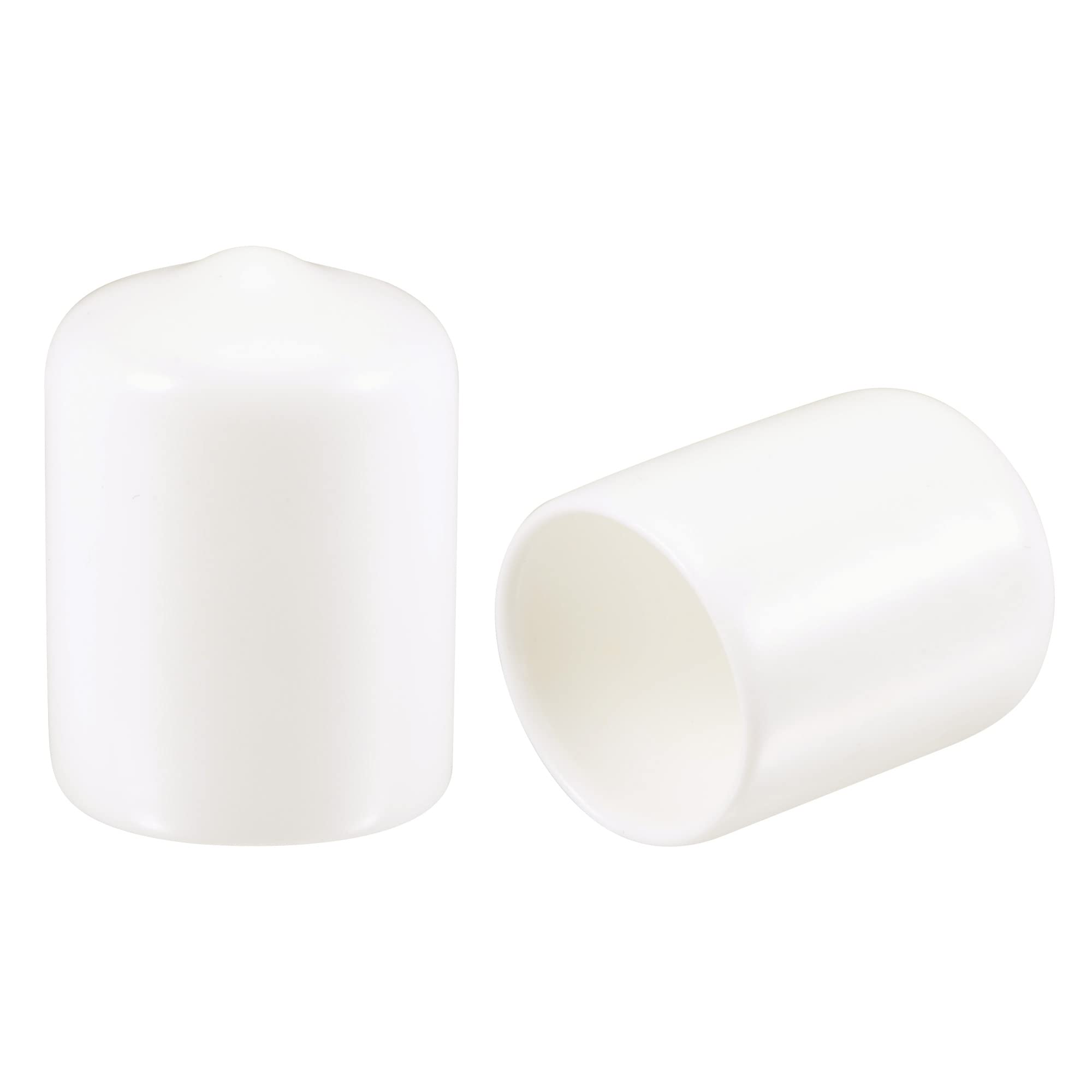 sourcing map 100pcs Round Rubber End Caps 15mm White Vinyl Cover Screw Thread Protectors