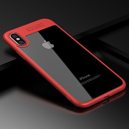 iPhone X Case, Crystal Clear Back, Ultrathin Perfect Fit Case, Hybrid PC+TPU (AutoFocus Series) Plus 8x8" Microfiber Cleaning Cloth, Plus Cellphone Ring Holder (Red1)