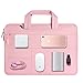 MOSISO Polyester Shoulder Bag with Storage Pockets Compatible 13-13.3 Inch Laptop, Pure Light Pink