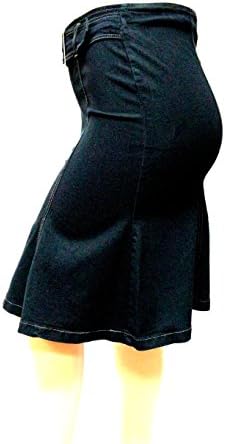 Sexy Plus Size Dark Blue/BLACK Stretch Denim Jeans Skirt WHIT PLEADED ON BOTTOM