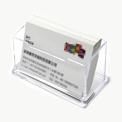 1X Transparent Simple Lattice Office Desktop Business Card Holder Case Display Box