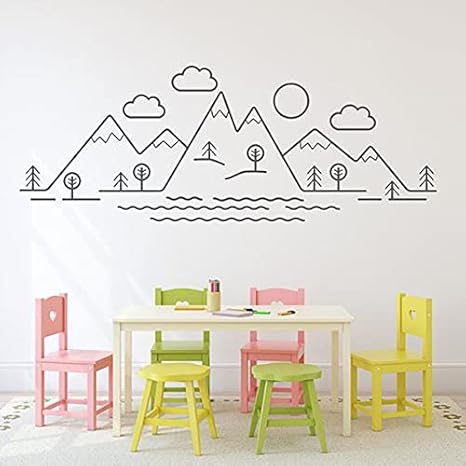 Amazon 山のシーンの壁のステッカー保育園赤ちゃん教室アート装飾面白い壁紙ビニールウォールステッカー私たちの部屋 ウォールステッカー オンライン通販