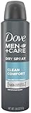 Dove Men + Care Dry Spray Antiperspirant, Clean Comfort 3.8 oz